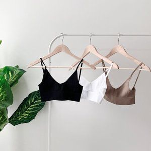Seamless Trio Low Back Bralette Crop Top Set
